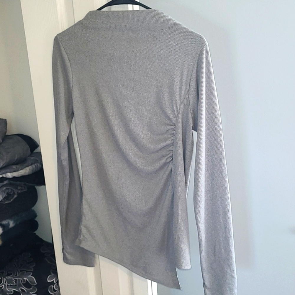 Fashion Nova Gray Asymmetrical Top
